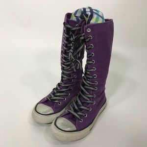 purple glitter converse high tops